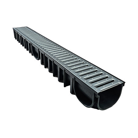 Rigola cu gratar metalic ACO Easyline H90, clasa A15, polipropilena, 100 x 12.5 x 9 cm