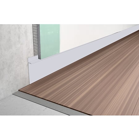 Profil de inchidere Shadow Gap SET S77, tip plinta, aluminiu, compatibil banda LED, alb, 80 x 3000 mm
