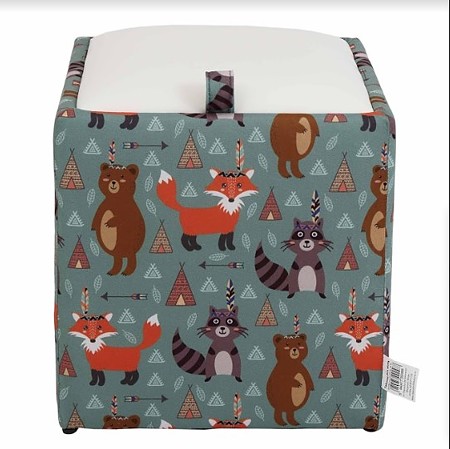 Taburet Box piele ecologica, microfibra, multicolor, cu depozitare, 37 x 37 x 42 cm