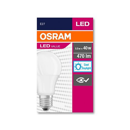 Bec LED Osram, 5.5 W, 470 lm, alb rece 6500 K