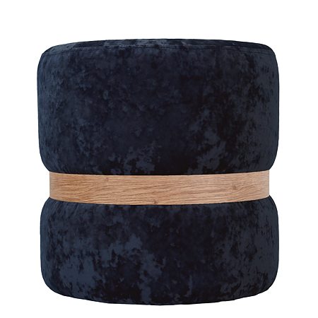 Taburet Ring, inel stejar, catifea albastru E29, rotund, 38 x 38 x 40 cm