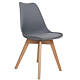 Scaun bucatarie tapitat gri Depozitul de scaune Celia, piele ecologica, cadru lemn, max. 110 kg, 48.5 x 50 x 82.5 cm
