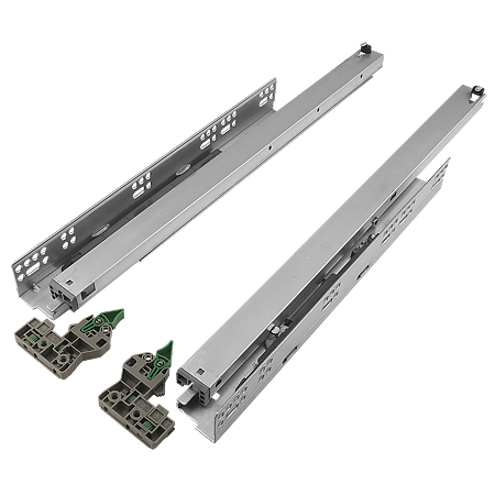Glisiera ascunsa cu extractie totala Teko, push-open si amortizare, otel si plastic, zincat, 500 mm