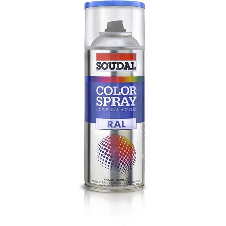 Vopsea spray acrilica pentru metal / plastic / lemn Soudal Color Spray, negru RAL 7016, lucios, interior/exterior, 400 ml