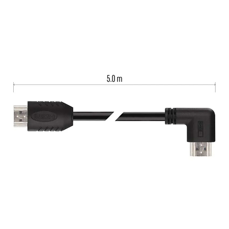 Cablu HDMI/Ethernet de mare viteza Emos, tata 90°- tata drept, 5 m