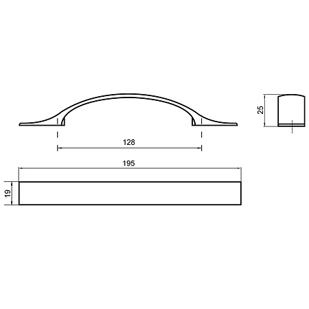 Maner din aluminiu, cromat, 128 mm