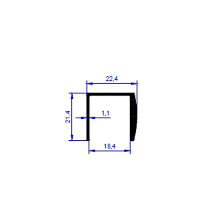 Profil aluminiu ER 1102 U/18 mm, anodizat mat, 3 m 