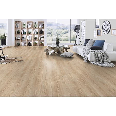 Parchet laminat 8 mm Kronospan Super Natural K485 Natural Sterling oak nuanta medie, clasa de trafic 32, twin click + si 1click2go pure +, 1288 x 195 mm