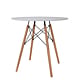 Masa living Eliza, blat rotund MDF vopsit, 18 mm, suport metalic, picioare lemn de fag, alb, Ø 90 cm