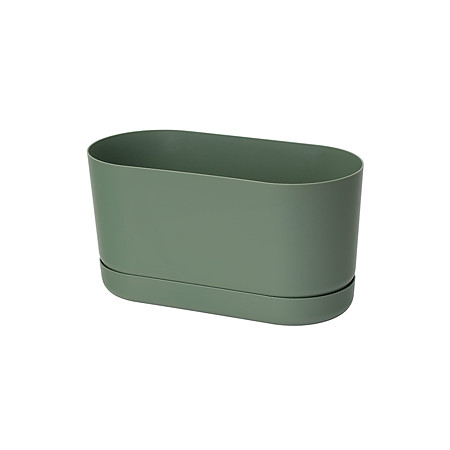 Jardiniera cu tavita Satina, plastic, verde, 27 x 13.1 x 13.2 cm