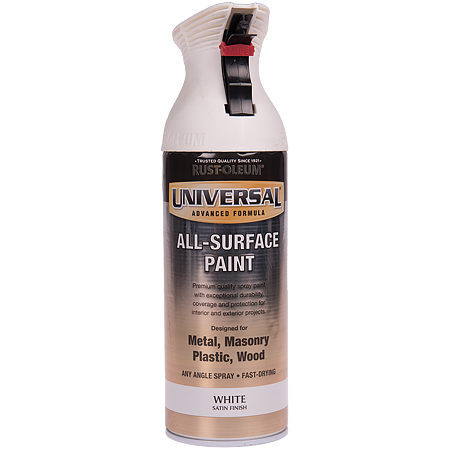Vopsea spray universala Rust-Oleum, alb satin, lucios, interior/exterior, 400 ml