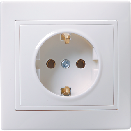 Priza simpla IEK Quarta, cu impamantare, 16A, IP20, alb