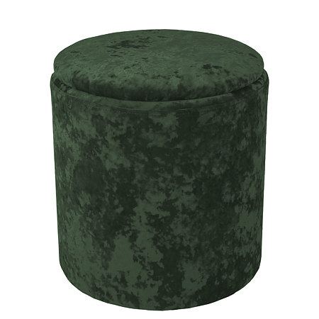 Taburet Nadia, stofa verde E57, cu spatiu depozitare, rotund, 37 x 37 x 42 cm