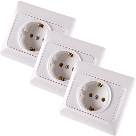 Priza simpla 2P+E Kaptika, Legrand 782111, 16A, alb