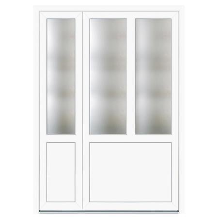 Usa PVC pentru intrare, alb, 140 x 200 cm, 5 camere, stanga