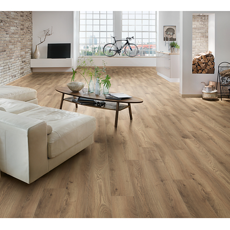 Parchet laminat 12 mm Kronospan Atlantic K285 Haybridge oak, nuanta medie, clasa de trafic 33, twin click + si 1click2go pure +, 1288 x 195 mm