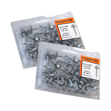Surub cu saiba, otel zincat, 4,8 x 22 mm, 25 BUC Surub cu saiba, otel zincat, 4,8 x 22 mm, 25 BUC