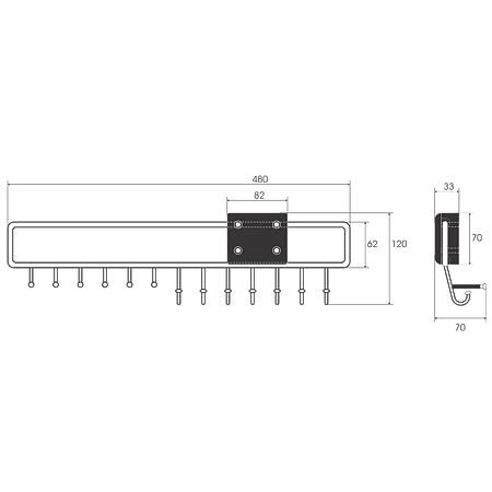 Suport pentru cravate si curele, 480 mm