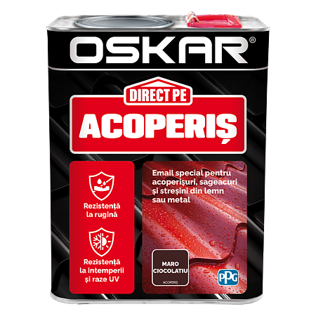 Vopsea Oskar Direct pe acoperis, maro ciocolatiu, exterior, 2.5 l