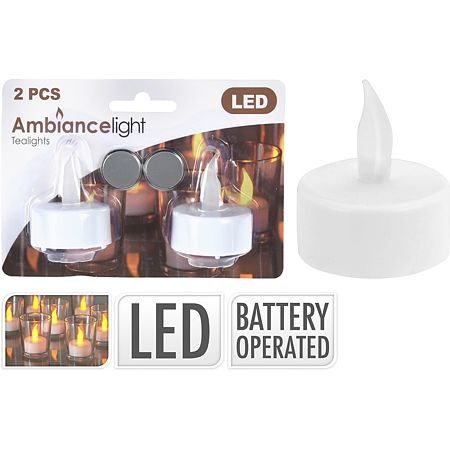 Set 2 lampi tip lumanare, 1 x LED, 18 mm
