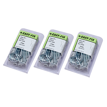 Diblu polipropilena, D: 8 mm, cu carlig C, 4 x 50 mm, 8 BUC
