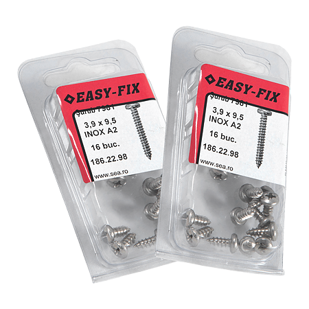 Surub pentru tabla, inox, 3.9 x 9.5 mm, 16 bucati