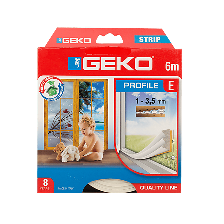 Garnitura adeviza Geko Strip, EPDM, alb, 9 x 4 mm x 6 m