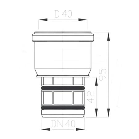 Mufa adaptor pentru canalizare interioara, polipropilena, diametrul de 50 mm
