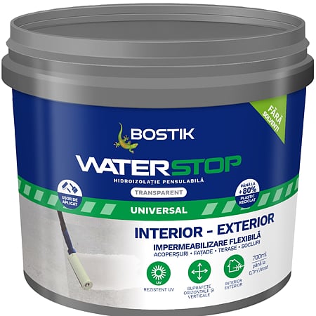 Membrana hidroizolatie Bostik Waterstop Acryl, transparent, 700 ml