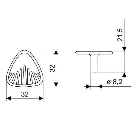 Buton antichizat FZ 25322-1, alama, 32 x 32 x 21,5 mm