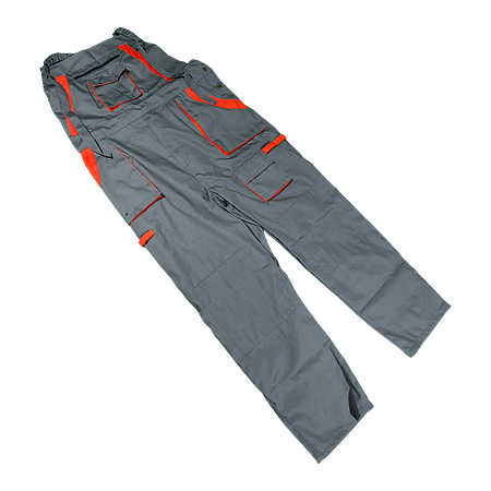 Pantalon de lucru cu pieptar Samoa, ajustabil cu catarama, marimea 52, gri/portocaliu
