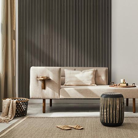 Panou decorativ Linea Acustic, 6 lamele, MDF, maro/negru, interior, 265 x 24.5 x 2.2 cm