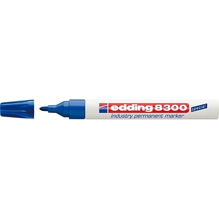 Marker permanent Edding 8300, industrial, corp metalic, varf rotund 1,5-3 mm, albastru
