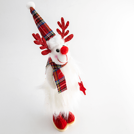 Decoratiune iarna ren, alb, 30 cm