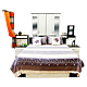 Dormitor modern Anca, PAL 16 mm, pat 2 persoane, dulap dressing, 2 noptiere, comoda tip dulap, masa de toaleta cu oglinda, wenge/ alb