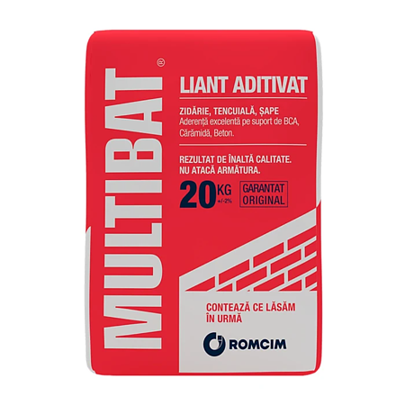 Liant aditivat Romcim Multibat pentru tencuiala si zidarie, 20 kg