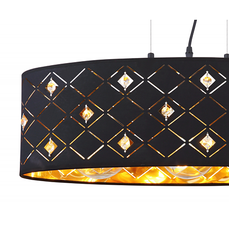 Suspensie Abbey 15448H2, 3 x E27, 180W, 650 mm, negru + auriu