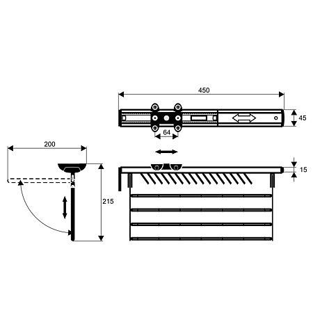 Suport pentru cravate si pantaloni cu glisiera cu bile, aluminiu, argintiu, 450 x 200 x 250 mm Suport pentru cravate si pantaloni cu glisiera cu bile, aluminiu, argintiu, 450 x 200 x 250 mm