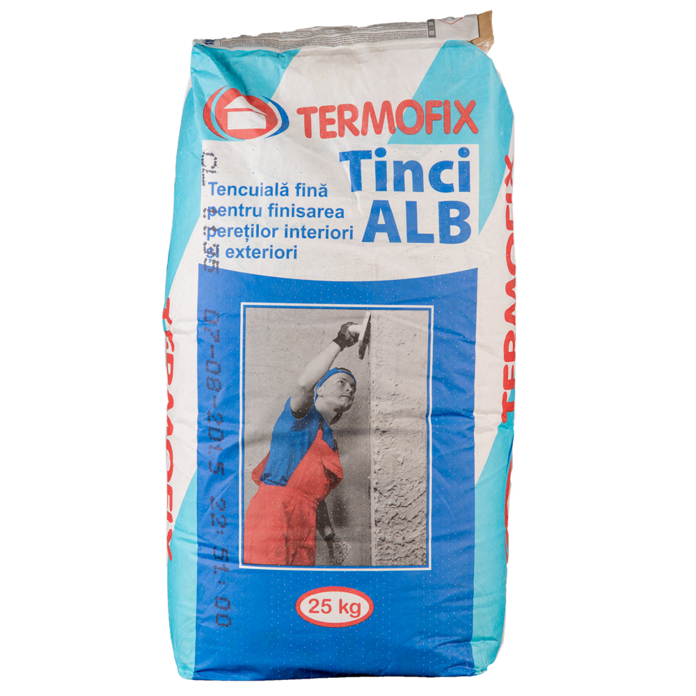 Tencuiala fina pentru finisarea peretilor Termofix, alb, interior/exterior, 25 kg