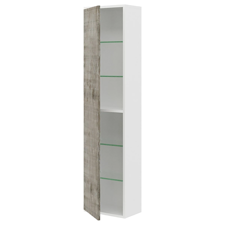 Dulap baie suspendat Savini Due Portofino 2320C/F00/F43, 1 usa, alb + stejar antichizat, 33.7 x 16 x 138.6 cm
