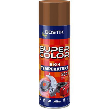 Vopsea spray rezistenta la temperaturi ridicate Bostik Super Color, maro, mat, interior/exterior, 400 ml
