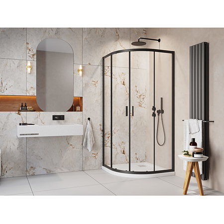 Inchidere dus Radaway Alienta Black A, culisant, sticla 5 mm, Easy Cleen, 90 x 90 x 1900 cm