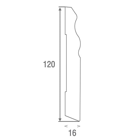Plinta parchet MDF L120, alb, 2430 x 120 x 16 mm
