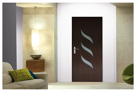Usa interior celulara cu geam Pamate M02, reversibila, MDF, wenge, toc reglabil, 200 x 80 x 3.5 cm