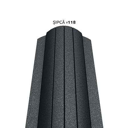 Sipca metalica gard Caretta Vertical Y118, gri RAL 7016, mat structurat, finisaj Fresco Duo, 0.5 mm, 1500 x 118 mm, 10 bucati