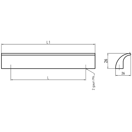 Maner AA380 160 mm, aluminiu mat