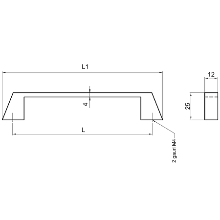 Maner aplicat Eco Enes, aluminiu,satin-argint, 128 mm