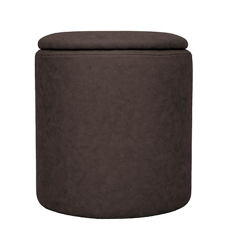 Taburet Nadia, stofa maro M612, cu spatiu depozitare, rotund, 37 x 37 x 42 cm Taburet Nadia, stofa maro M612, cu spatiu depozitare, rotund, 37 x 37 x 42 cm