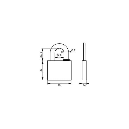 Lacat din alama, Thirard Reverso, l 50mm, 4 chei reversibile