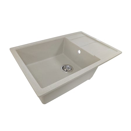 Chiuveta de bucatarie SanDonna Iness, granit compozit, bej cu baterie flexibila Sandonna Lola, bej, 78 x 50 cm